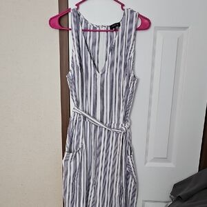 1. State Blue and White Sleeveless V-Neck Jumpsuit